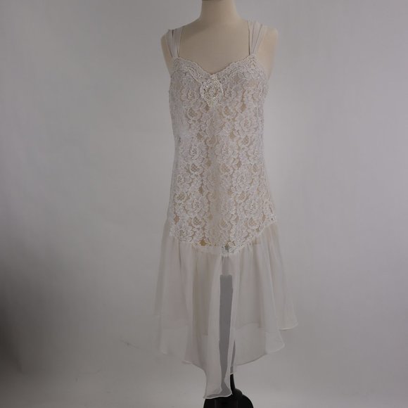 Saks Fifth Avenue Other - Vtg Saks Fifth Avenue Terry Russo Sheer Lace Sequin Pearl Nightgown Negligee L